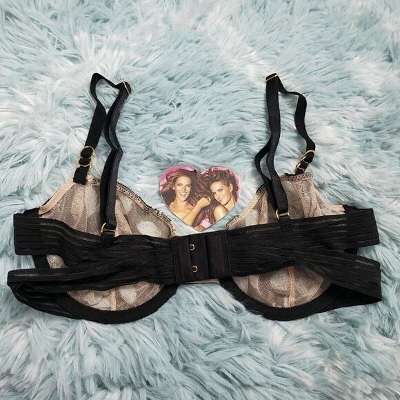 Victoria's Secret Floral Embroidered Unlined Balconet Black Bra 32 C - Picture 4 of 5